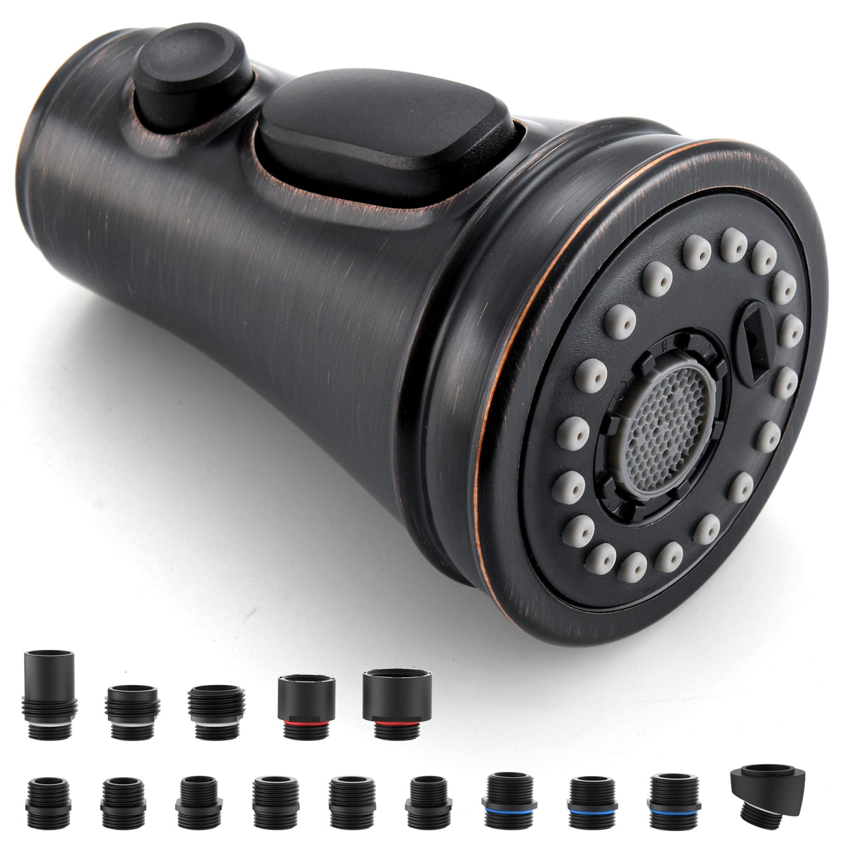 PerPaiMe Kitchen Spray Head with 15 Adapters – 3-Function Pull-Down Sprayer (Oil-Rubbed Bronze)