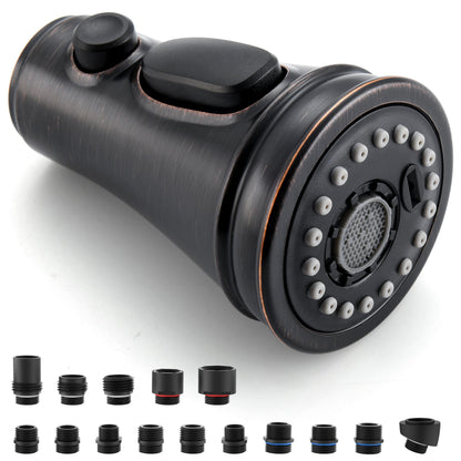 PerPaiMe Kitchen Spray Head with 15 Adapters – 3-Function Pull-Down Sprayer (Oil-Rubbed Bronze)