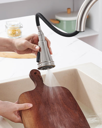 PerPaiMe Kitchen Faucet Spray Head Replacement — 15 Adapters, 3-Function, Brushed Nickel
