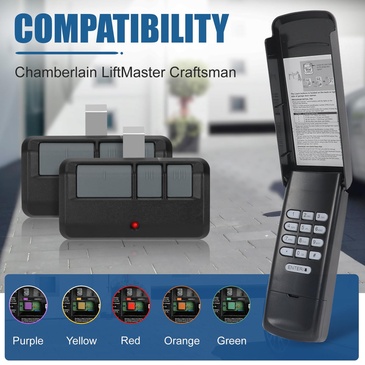 Pevxou Black Garage Door Keypad 877Max & 893Max – Universal Compatibility