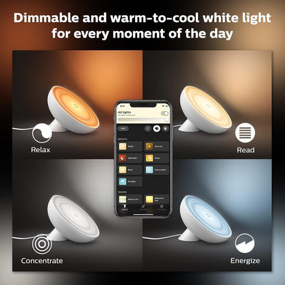 Philips Hue Bloom Smart Table Lamp – White & Color Ambiance, App & Voice Control