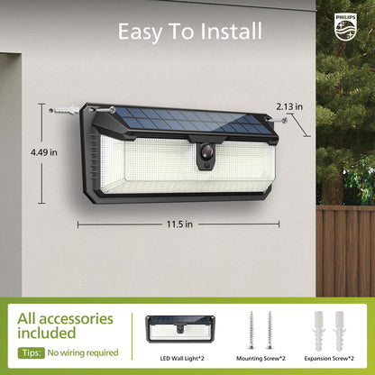 Philips Solar Lights Motion Sensor Outdoor – 800 Lumens, 3 Lighting Modes, Waterproof Wall Light