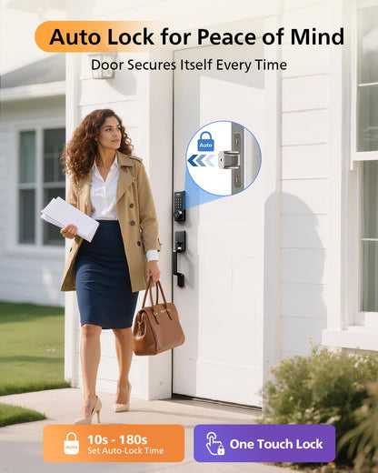 Philips Touchscreen WiFi Smart Lock with Handle Set – Fingerprint Entry, Voice Control & Remote Access | Matte Black