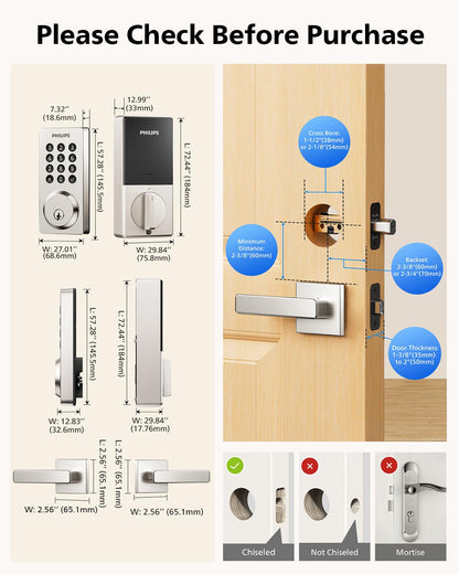 Philips WiFi Smart Door Lock with Handle — Remote Access, Auto Lock & Voice Unlock