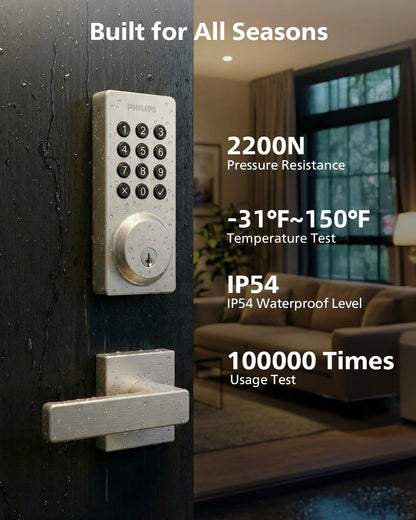 Philips WiFi Smart Door Lock with Handle — Remote Access, Auto Lock & Voice Unlock