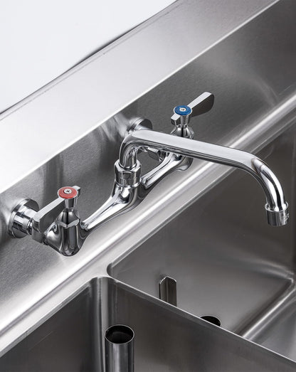 Phivan 8 Inch Center Wall Mount Commercial Sink Faucet – 8 Inch Swivel Spout, Dual-Handle Chrome Brass