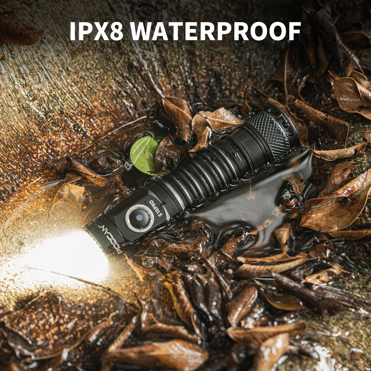 PIOOCAN S10Pro Rechargeable Flashlight – 2500 Lumens, USB-C, Magnetic Base, IPX8, 4 Modes