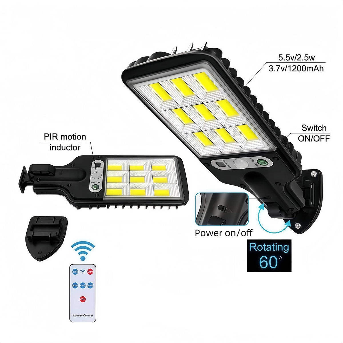 PLMOKJD Solar Wall Lights Outdoor – Wide-Angle Flood, Motion Sensor, IP66, Dusk-to-Dawn, Remote Control