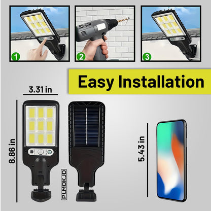 PLMOKJD Solar Wall Lights Outdoor – Wide-Angle Flood, Motion Sensor, IP66, Dusk-to-Dawn, Remote Control