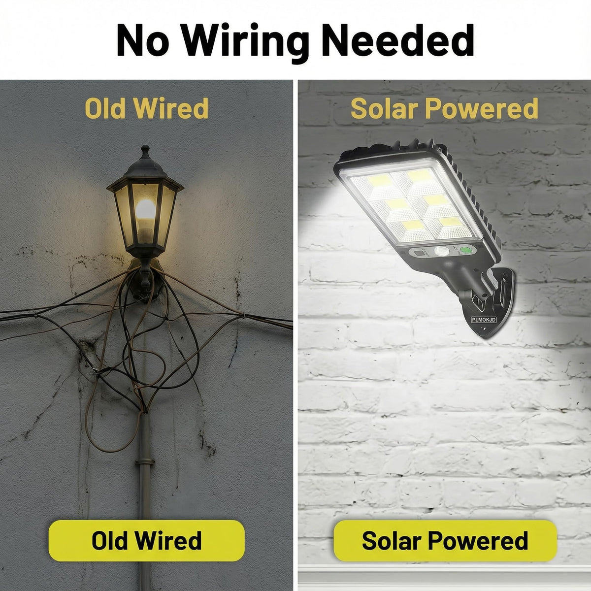 PLMOKJD Solar Wall Lights Outdoor – Wide-Angle Flood, Motion Sensor, IP66, Dusk-to-Dawn, Remote Control