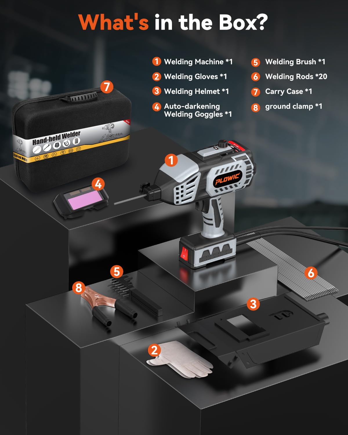 PLOWIC Portable 110V Welding Machine | IGBT Inverter, 5-Stage Current