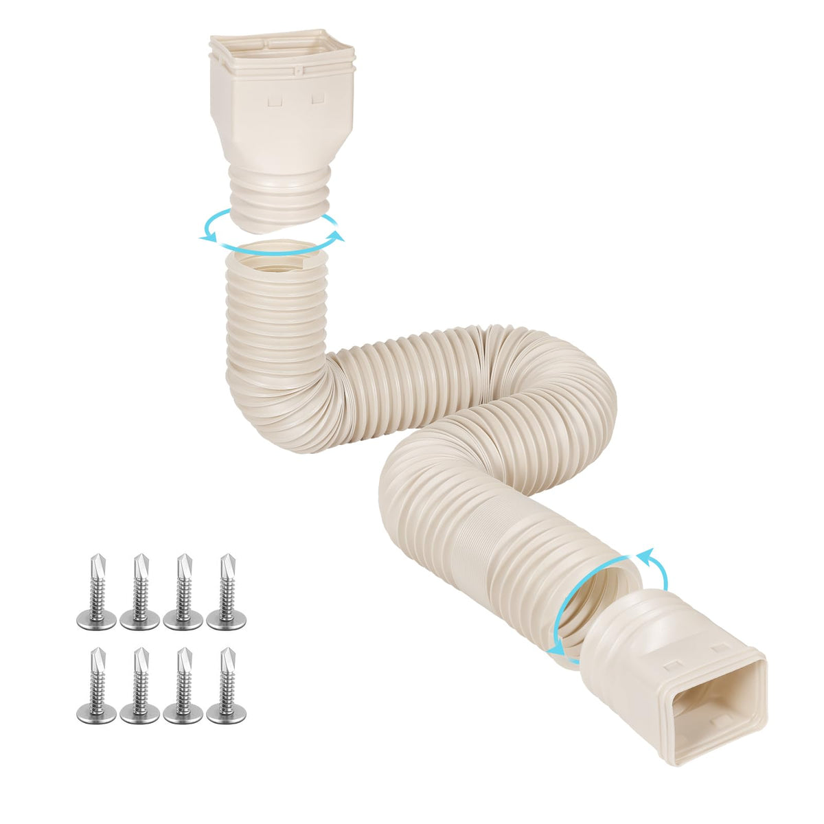 PlusGutter Downspout Extender 21-68 in | Flexible Rain Drain Extension (1 Pack, Limestone)