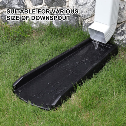 Plusgutter Rain Gutter Downspout Splash Block – 24in Extender, Black (2 Pack)