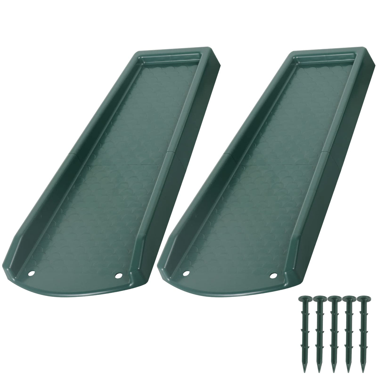 plusgutter Rain Gutter Downspout Splash Block – 24-inch Extender, Green (2 Pack)