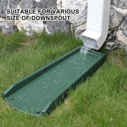 plusgutter Rain Gutter Downspout Splash Block – 24-inch Extender, Green (2 Pack)