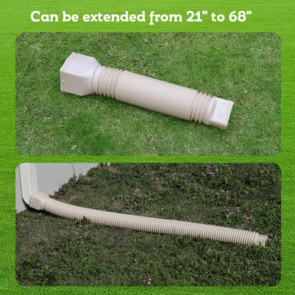 PlusGutter Downspout Extender 21-68 in | Flexible Rain Drain Extension (1 Pack, Limestone)