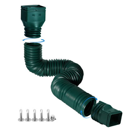 PlusGutter Green1-Pack Rain Gutter Downspout Extensions — Flexible, Extendable 21–68 Inches