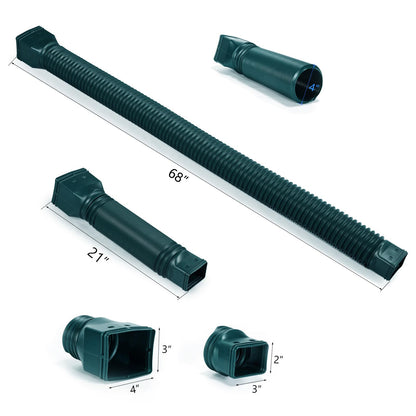 PlusGutter Green1-Pack Rain Gutter Downspout Extensions — Flexible, Extendable 21–68 Inches