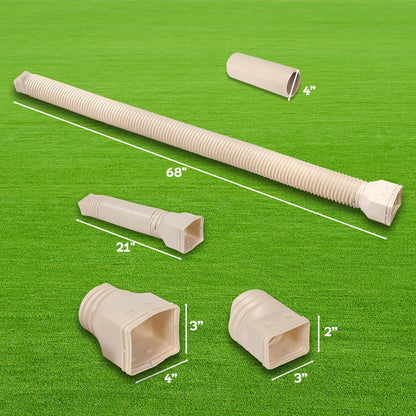 PlusGutter Downspout Extender 21-68 in | Flexible Rain Drain Extension (1 Pack, Limestone)