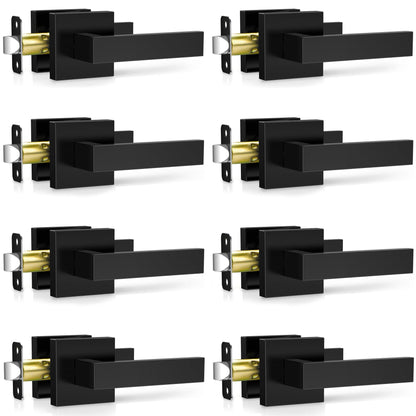 Plustool 8 Pack Matte Black Interior Door Handles – Heavy-Duty Passage Levers for Left & Right Doors