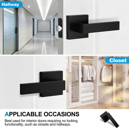 Plustool 5 Pack Matte Black Door Handles – Heavy-Duty Passage Levers for Interior Doors