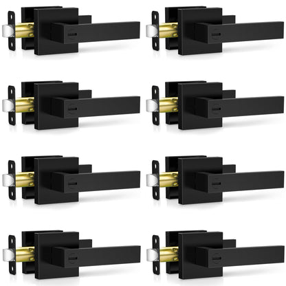 Plustool 8-Pack Matte Black Interior Door Handles — Reversible Privacy Lever Locksets