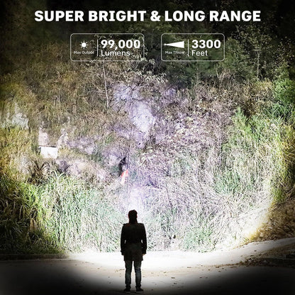 polisak 99,000 Lumens Rechargeable Flashlights – 2-Pack, 15H+ Runtime, IPX7, 5 Modes