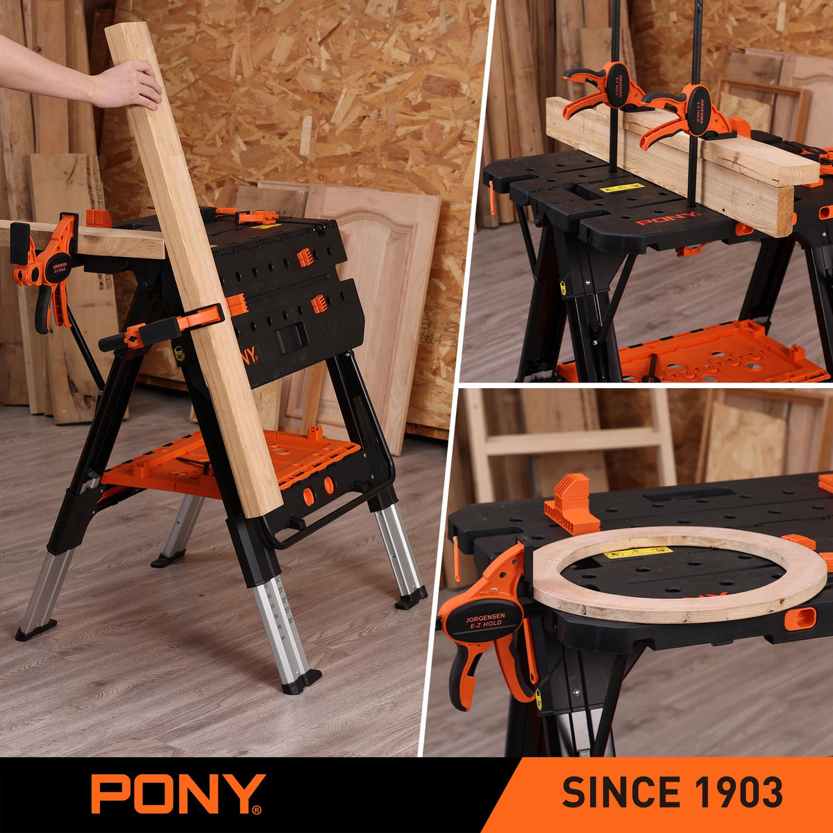 PONY Portable Folding Work Table | 2-in-1 Sawhorse & Workbench