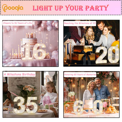 Pooqla Light Up 20th Birthday Decorations – Table & Wall Backdrop