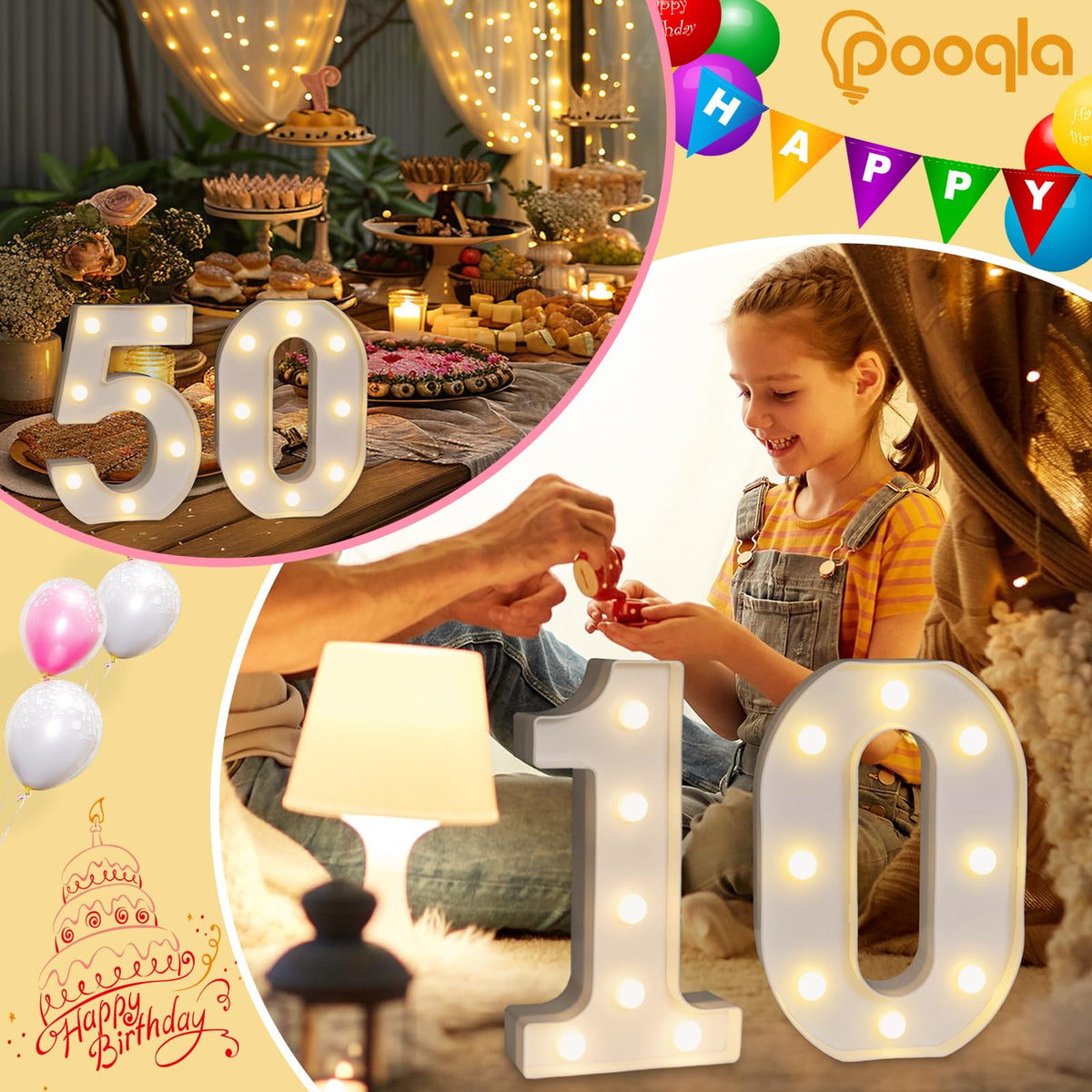 Pooqla 18th Birthday Decorations – Light Up Numbers 1 & 8 for Table & Wall Backdrop