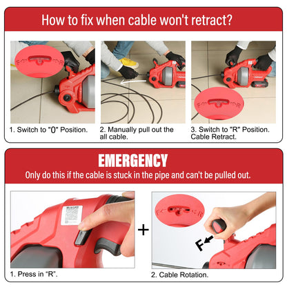 POPULO 20V Cordless Drain Snake — 25ft Cable, 2.0Ah Battery, Toilet & Drain Clog Remover