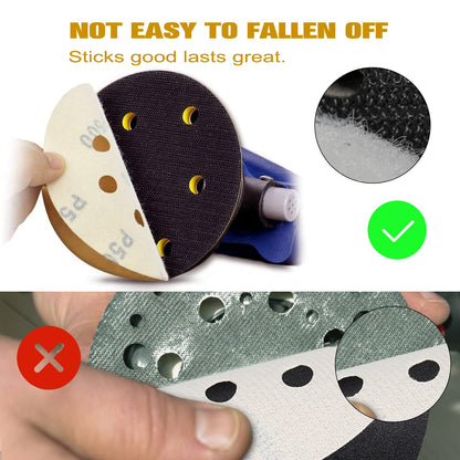 POTUINOM 100PCS 5” 8-Hole Sanding Discs 80 Grit – Gold Hook & Loop for Random Orbital Sanders