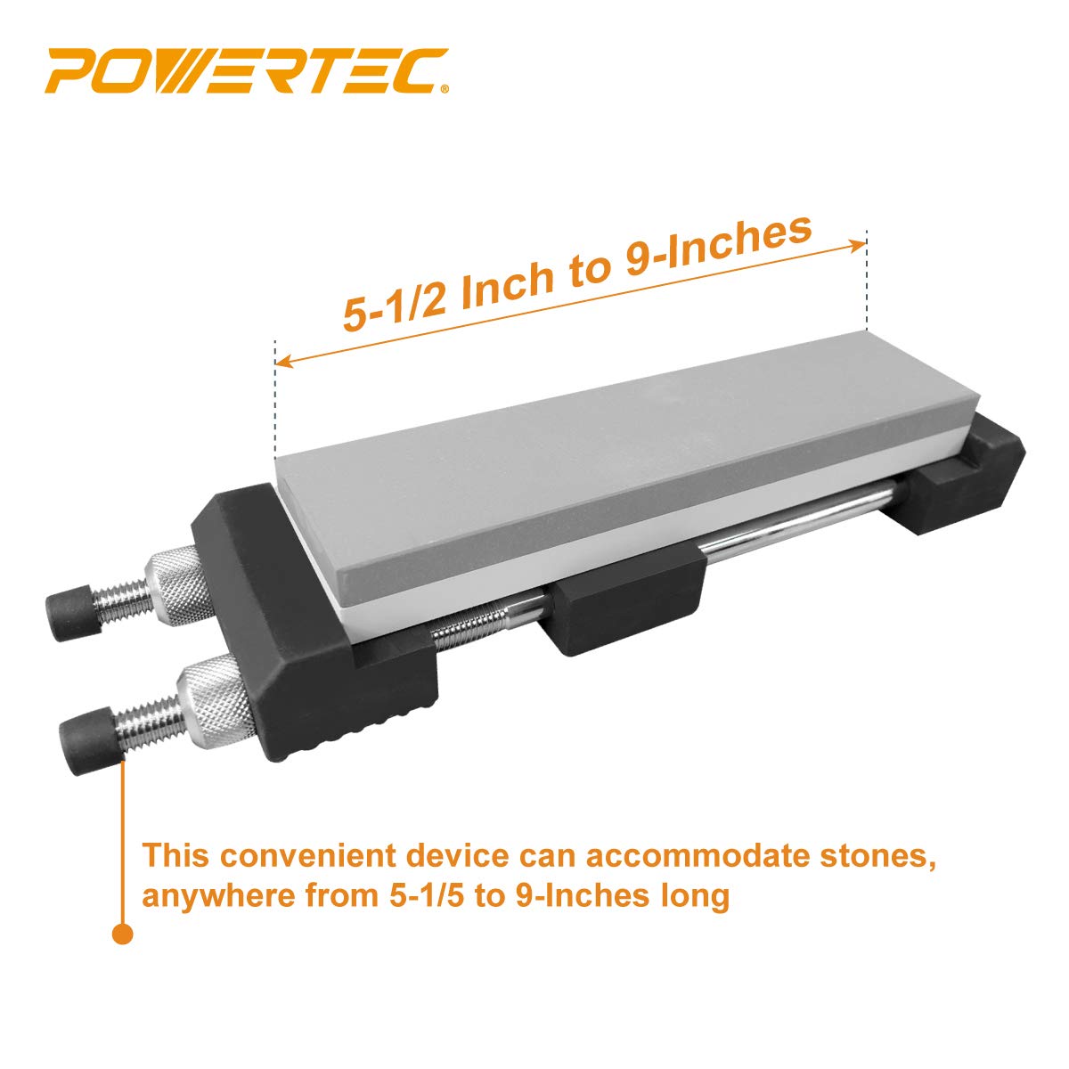 POWERTEC Sharpening Stone Holder – Adjustable 5.5-to-9-Inch | Non-Slip Base for Secure Knife Sharpening