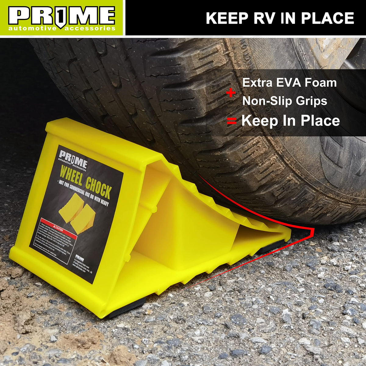 PR1ME Wheel Chocks 2-Pack | Lightweight, Non-Slip EVA Base for RVs & Trailers