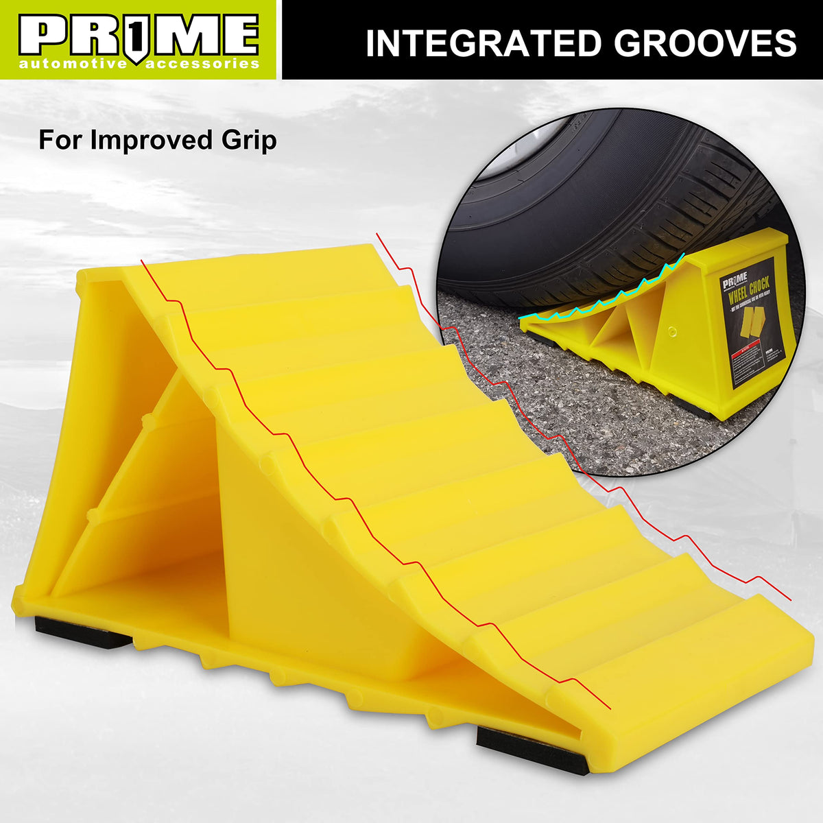 PR1ME Wheel Chocks 2-Pack | Lightweight, Non-Slip EVA Base for RVs & Trailers
