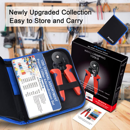 Preciva Ferrule Crimping Tool Kit – Self-Adjusting Ratchet Tool with 1200 Terminals (AWG23-7)