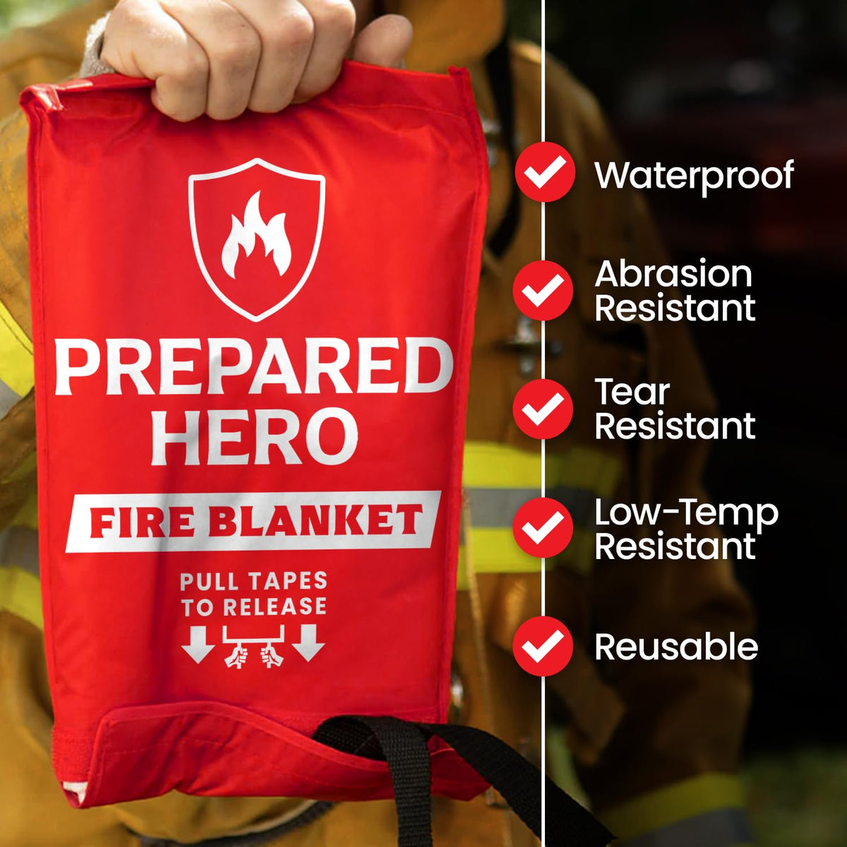 Prepared Hero Emergency Fire Blanket 39x39 Inches – Quick, Mess-Free Fire Suppression for Kitchen & Home