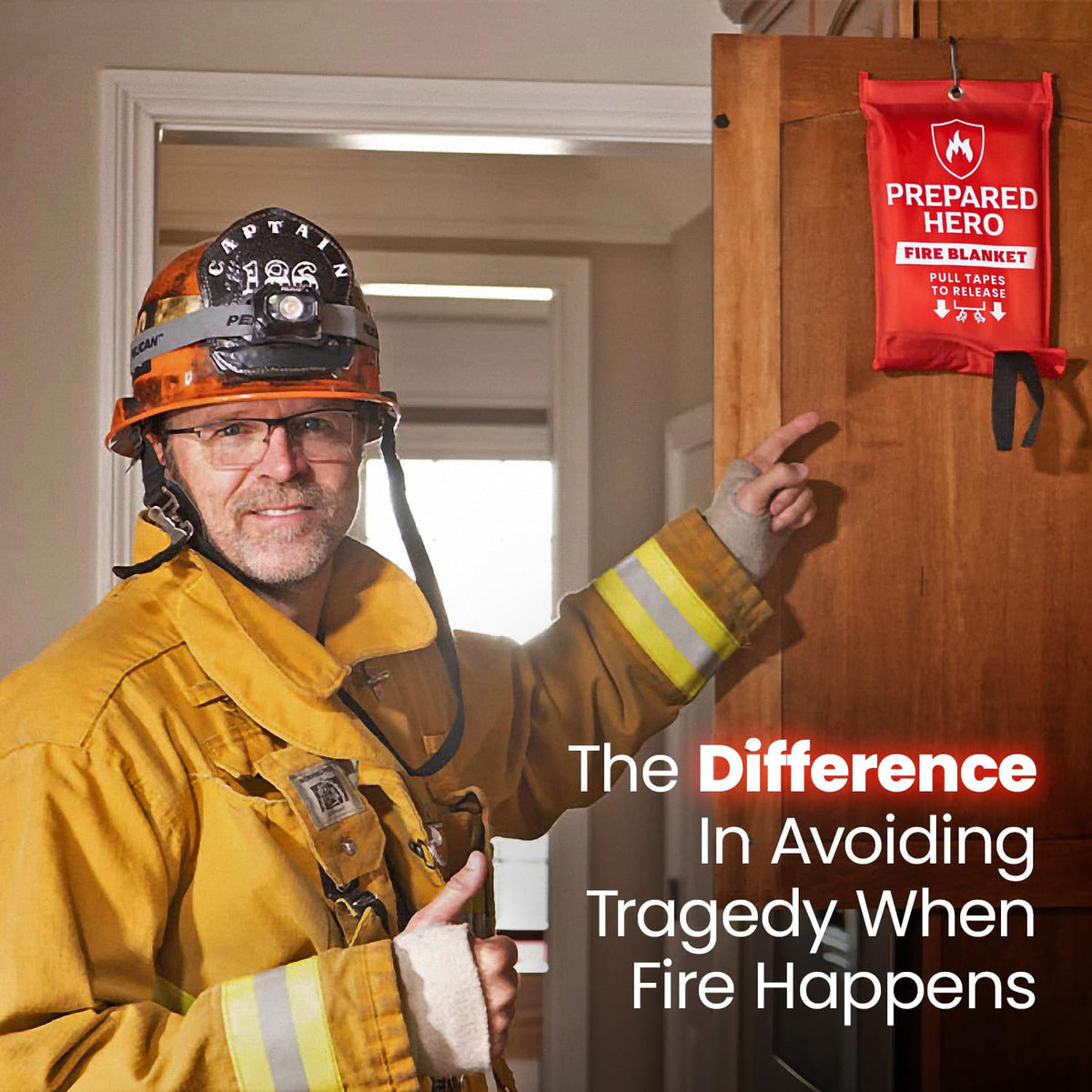 Prepared Hero Emergency Fire Blanket 39x39 Inches – Quick, Mess-Free Fire Suppression for Kitchen & Home
