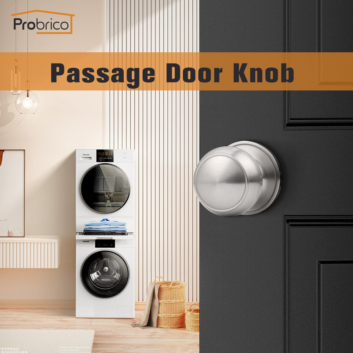 Probrico Brushed Nickel Interior Door Knobs — 10-Pack Flat Ball Passage Knobs