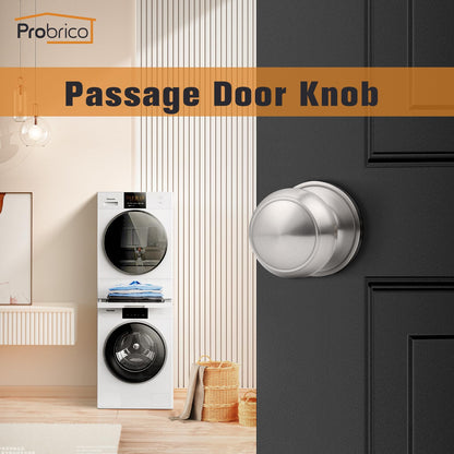 Probrico Brushed Nickel Interior Door Knobs — 10-Pack Flat Ball Passage Knobs