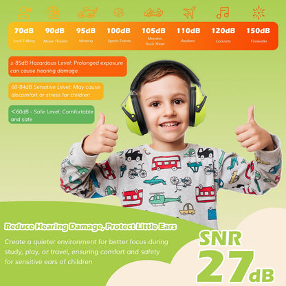 ProCase Kids Noise Cancelling Headphones – 27 dB SNR, Green