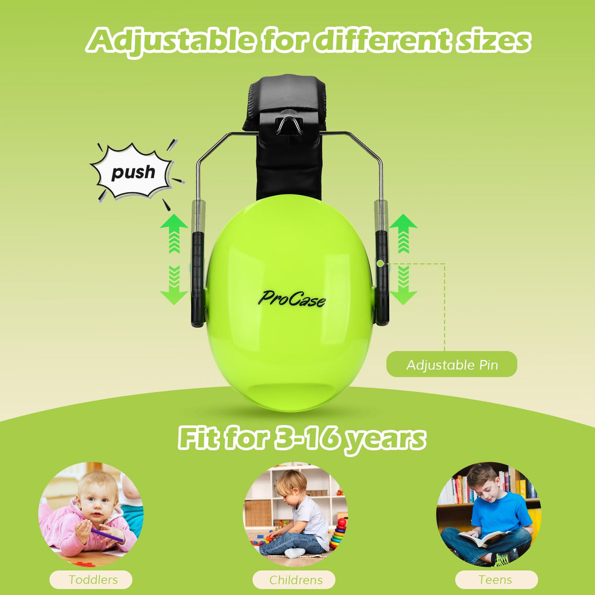 ProCase Kids Noise Cancelling Headphones – 27 dB SNR, Green