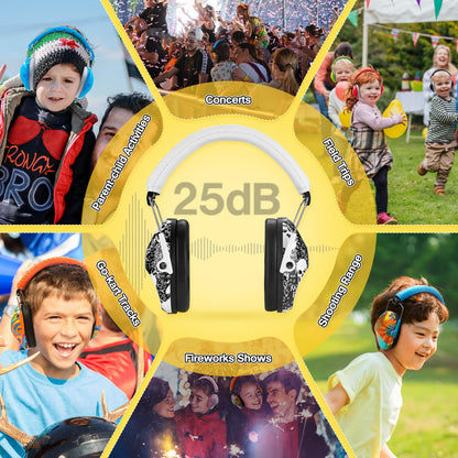 PROHEAR 032 Kids Ear Protection Earmuffs – NRR 25dB, Adjustable Skull Pattern