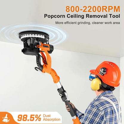 Protmex Drywall Sander 1000W – Dust Collection, LED Light, 6-Speed, Extendable Pole
