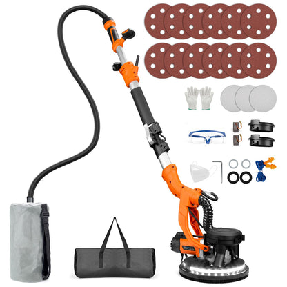Protmex Drywall Sander 1000W – Dust Collection, LED Light, 6-Speed, Extendable Pole