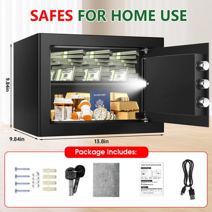 Psisuvry 1.3 cu ft Fire Safe Box – Digital Keypad, Removable Shelf, Spare Keys