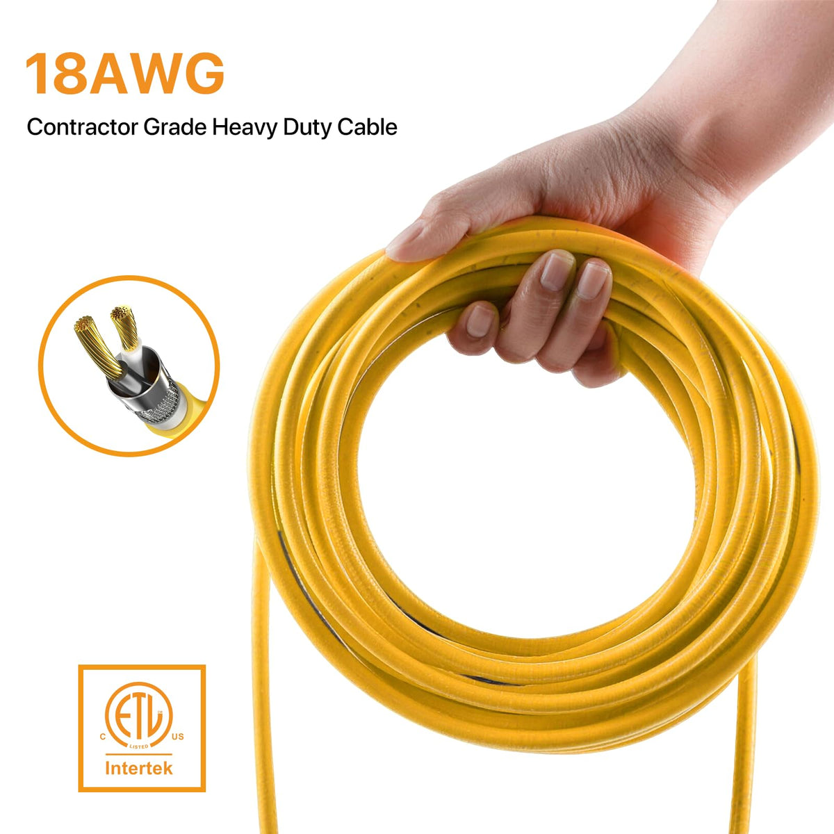 Pvilub 100FT Construction String Lights — 100W LED, IP65, 10 Bulbs, Linkable Work Light