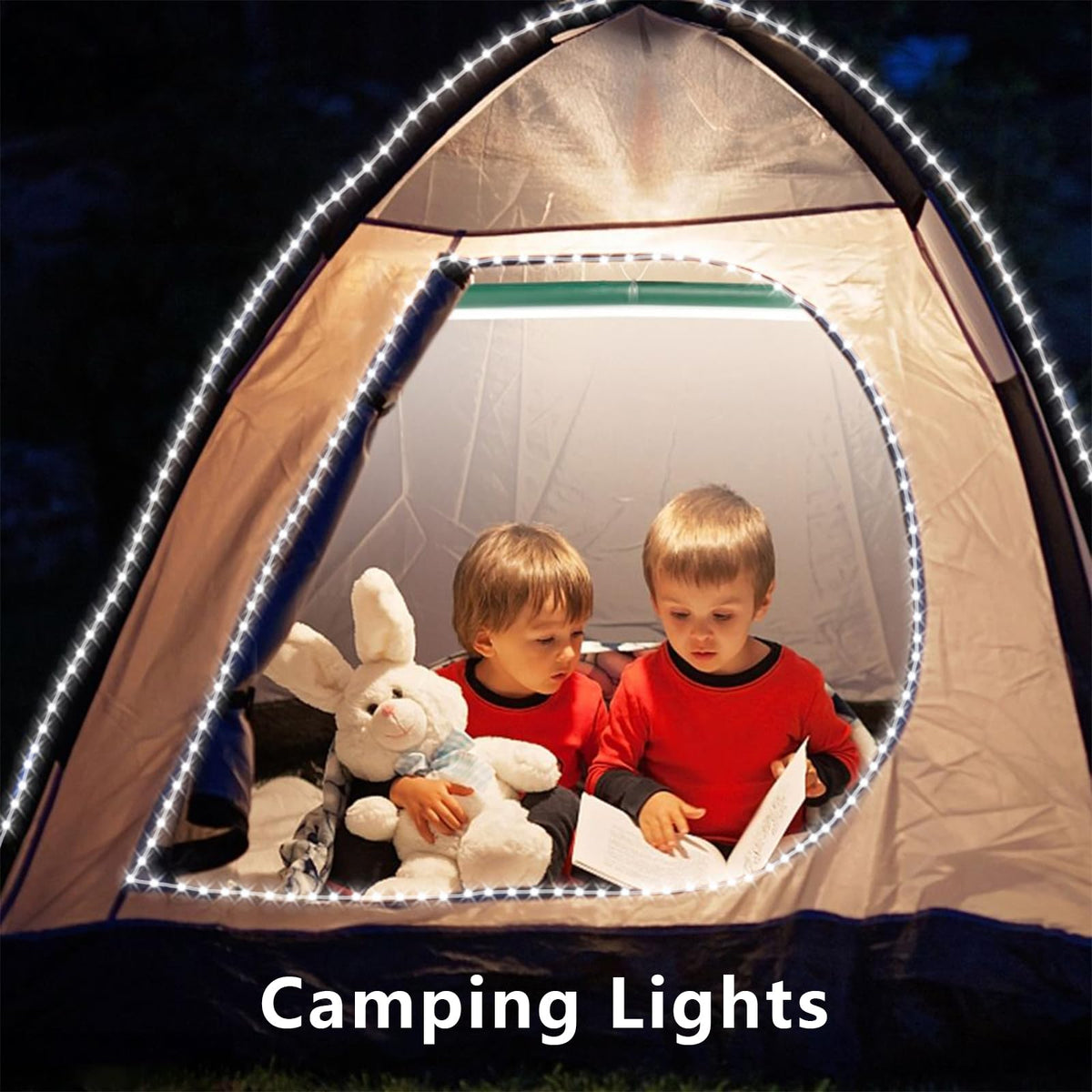 QITONG Solar Rope Lights - 2 Pack, 33ft Each, 100 LEDs, 8 Modes, IP44 Waterproof
