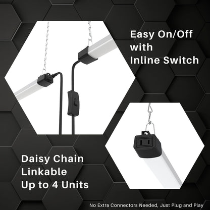 Quarterback 4FT LED Shop Light 40W | Daylight 5000K | Inline Switch | Easy Install