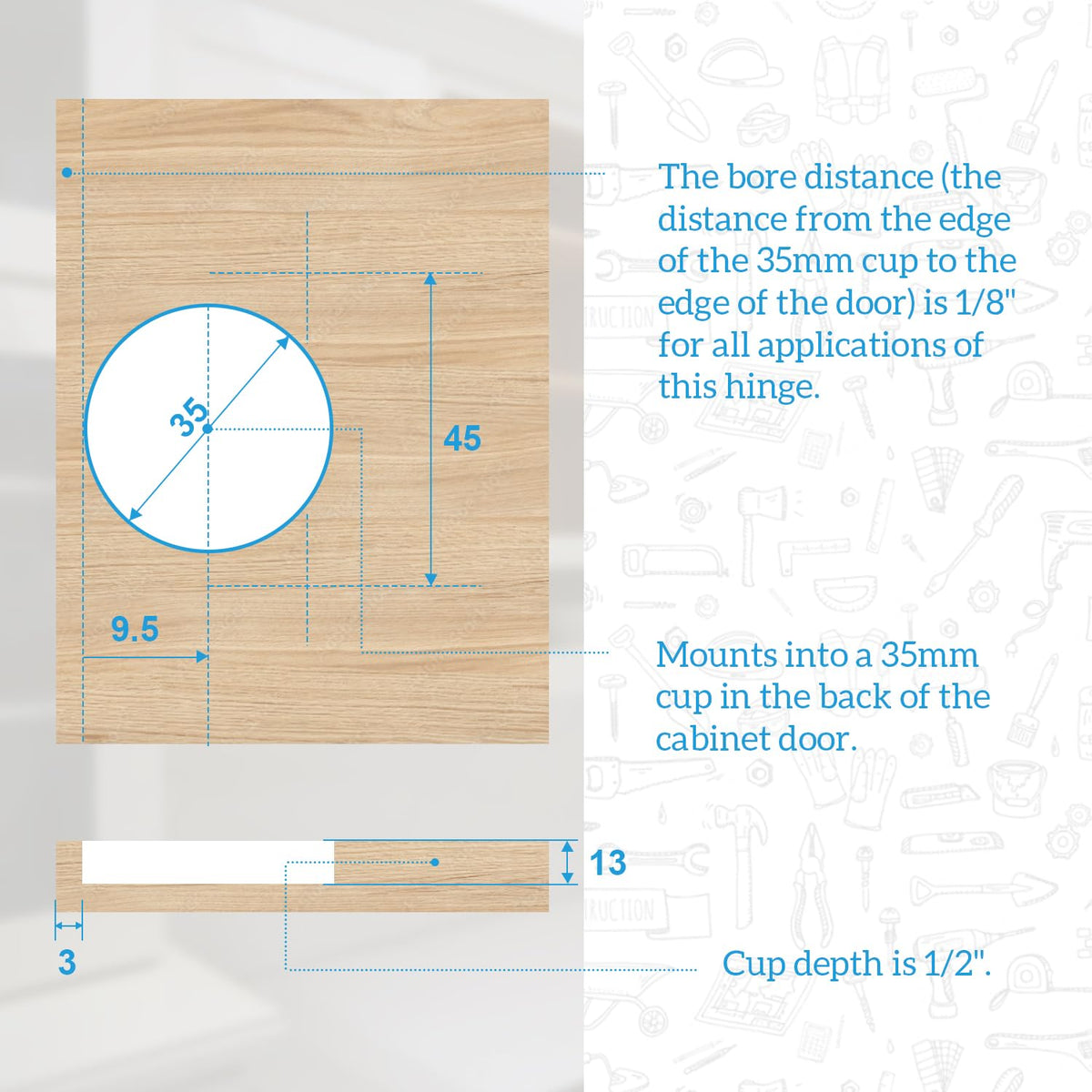 Quini Blum Cabinet Hinge Replacement – 8-Pack, 110° Screw-In Hinges (Compact 33 Compatible)